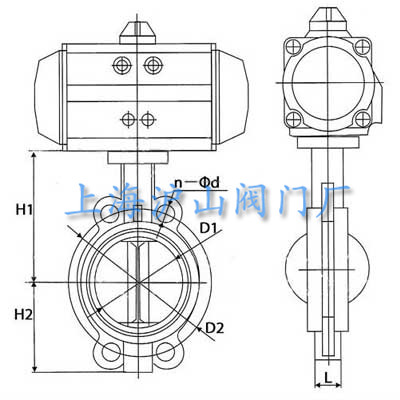 D671X氣動對夾式軟密封蝶閥結(jié)構(gòu)圖