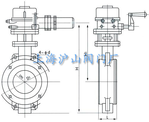 D973W-16P電動對夾硬密封蝶閥結構圖 D973W-16P電動對夾硬密封蝶閥結構圖
